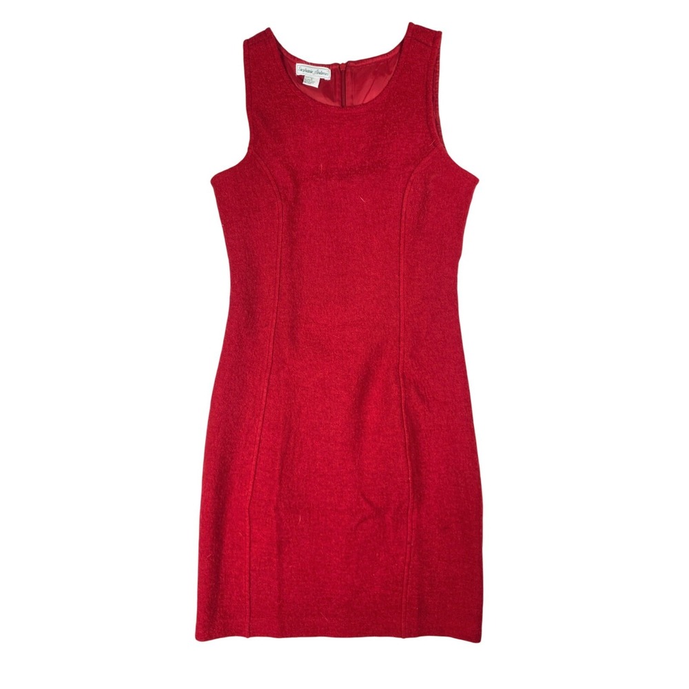 Stephanie Andrews Red Wool Tank Shift Midi Dress Women's Size‎ 4